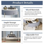 Modern Round End Table with Storage Drawer, Metal Legs, Nightstand for Living Room Bedroom Office