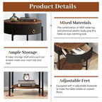 Modern Round End Table with Storage Drawer, Metal Legs, Nightstand for Living Room Bedroom Office