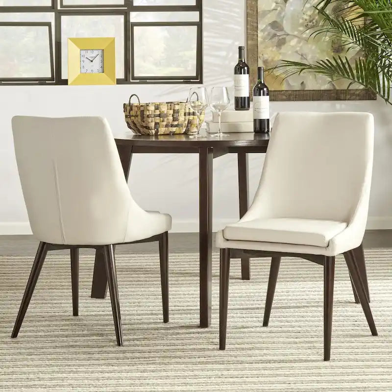 Mid-Century Barrel-Back Dining Chairs Set of 2, Upholstered Seat, Solid Wood Legs, Modern Style