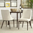 Mid-Century Barrel-Back Dining Chairs Set of 2, Upholstered Seat, Solid Wood Legs, Modern Style