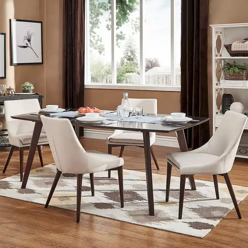 Mid-Century Barrel-Back Dining Chairs Set of 2, Upholstered Seat, Solid Wood Legs, Modern Style
