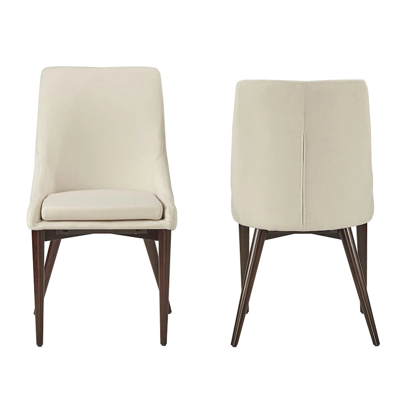 Mid-Century Barrel-Back Dining Chairs Set of 2, Upholstered Seat, Solid Wood Legs, Modern Style