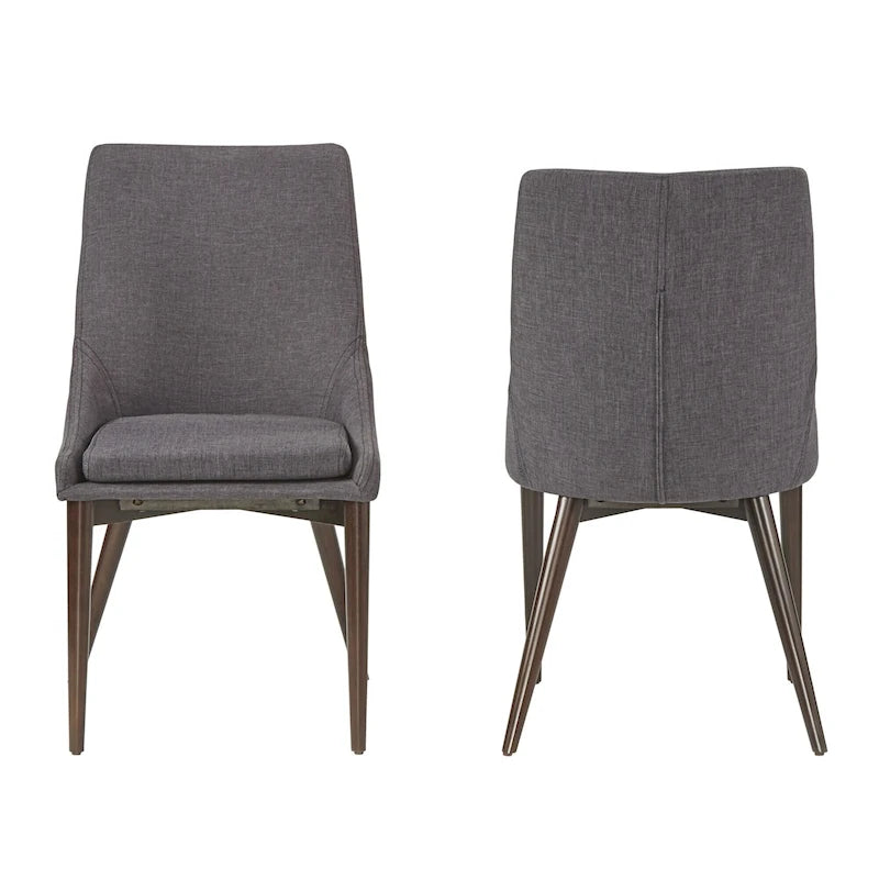 Mid-Century Barrel-Back Dining Chairs Set of 2, Upholstered Seat, Solid Wood Legs, Modern Style
