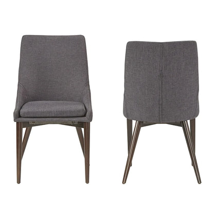 Mid-Century Barrel-Back Dining Chairs Set of 2, Linen Upholstered Seat, Rubberwood Legs