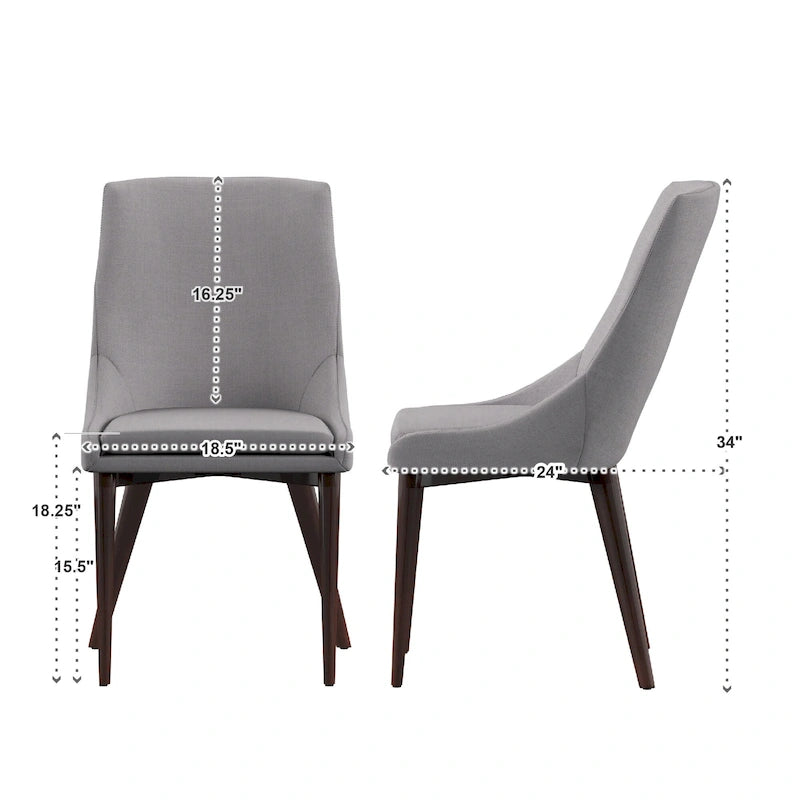 Mid-Century Barrel-Back Dining Chairs Set of 2, Upholstered Seat, Solid Wood Legs, Modern Style