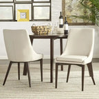 Mid-Century Barrel-Back Dining Chairs Set of 2, Upholstered Seat, Solid Wood Legs, Modern Style