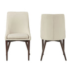 Mid-Century Barrel-Back Dining Chairs Set of 2, Upholstered Seat, Solid Wood Legs, Modern Style