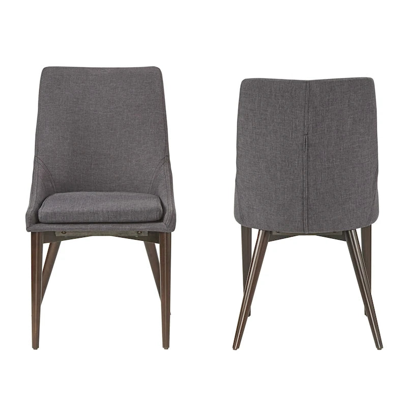 Mid-Century Barrel-Back Dining Chairs Set of 2, Upholstered Seat, Solid Wood Legs, Modern Style