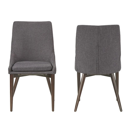 Mid-Century Barrel-Back Dining Chairs Set of 2, Linen Upholstered Seat, Rubberwood Legs