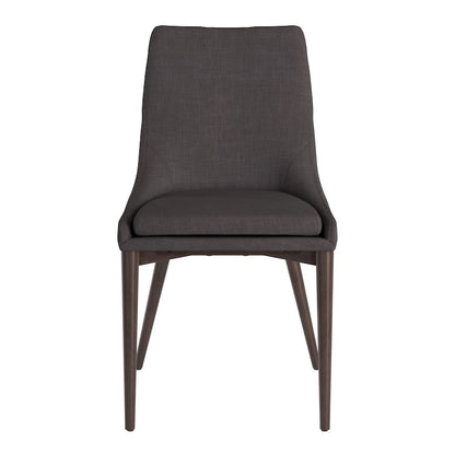 Mid-Century Barrel-Back Dining Chairs Set of 2, Linen Upholstered Seat, Rubberwood Legs