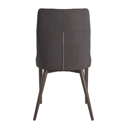 Mid-Century Barrel-Back Dining Chairs Set of 2, Linen Upholstered Seat, Rubberwood Legs