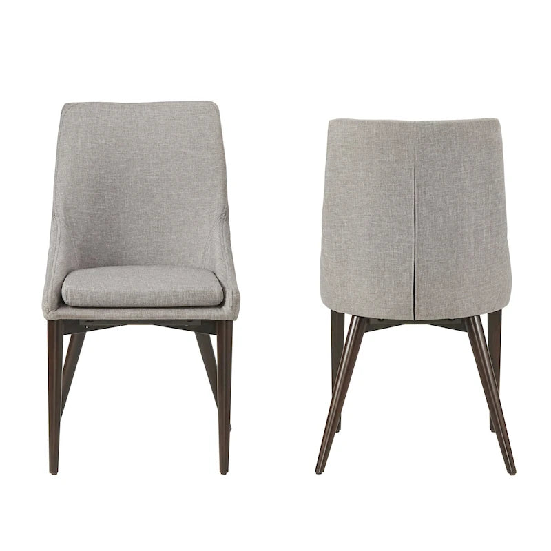 Mid-Century Barrel-Back Dining Chairs Set of 2, Upholstered Seat, Solid Wood Legs, Modern Style