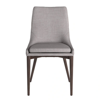 Mid-Century Barrel-Back Dining Chairs Set of 2, Linen Upholstered Seat, Rubberwood Legs
