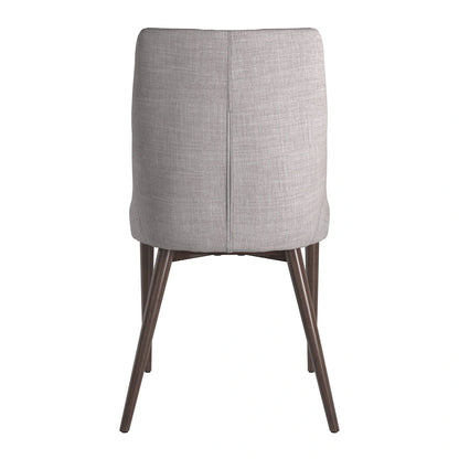 Mid-Century Barrel-Back Dining Chairs Set of 2, Linen Upholstered Seat, Rubberwood Legs