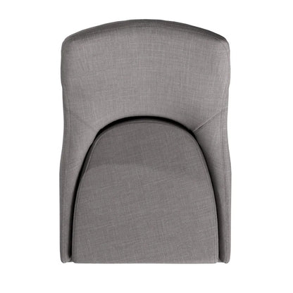 Mid-Century Barrel-Back Dining Chairs Set of 2, Linen Upholstered Seat, Rubberwood Legs