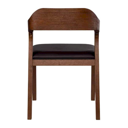 Mid-Century Dining Side Chair, Rubberwood, Faux Leather Padded Seat, Chestnut Wire-Brush Finish
