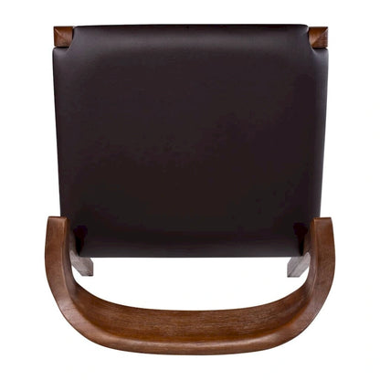 Mid-Century Dining Side Chair, Rubberwood, Faux Leather Padded Seat, Chestnut Wire-Brush Finish