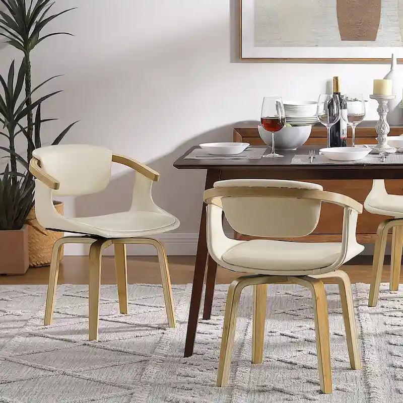 Modern Swivel Dining Chair, Upholstered Seat, 360-Degree Rotation, Metal Base, Mid-Century Style
