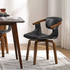 Modern Swivel Dining Chair, Upholstered Seat, 360-Degree Rotation, Metal Base, Mid-Century Style