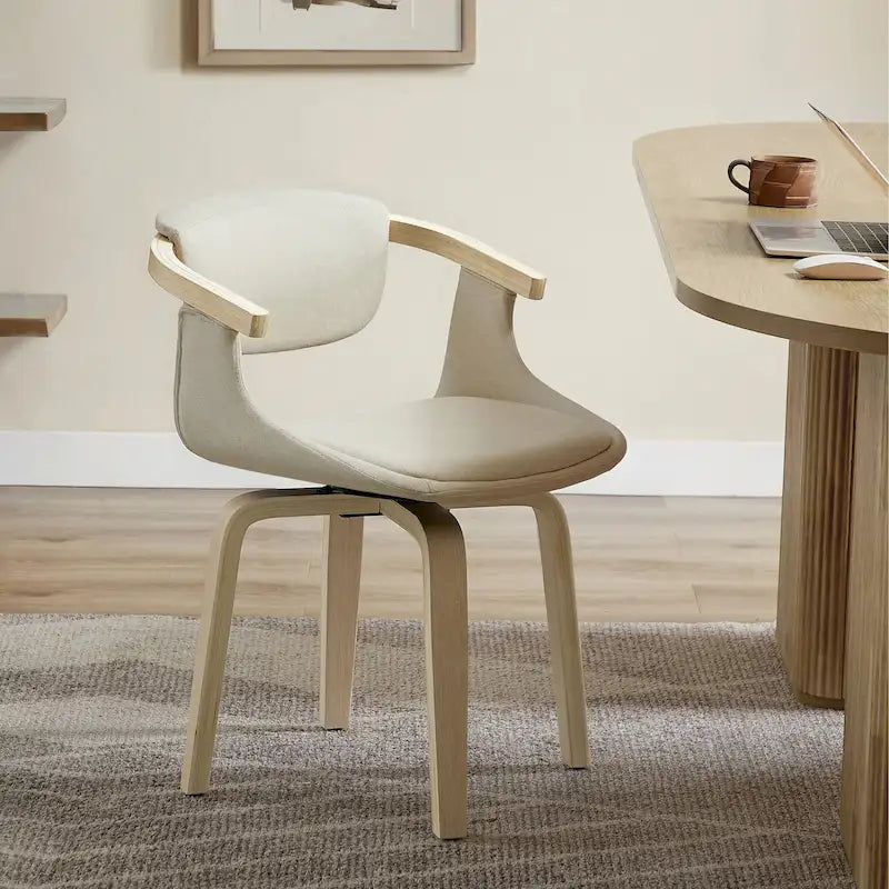 Modern Swivel Dining Chair, Upholstered Seat, 360-Degree Rotation, Metal Base, Mid-Century Style