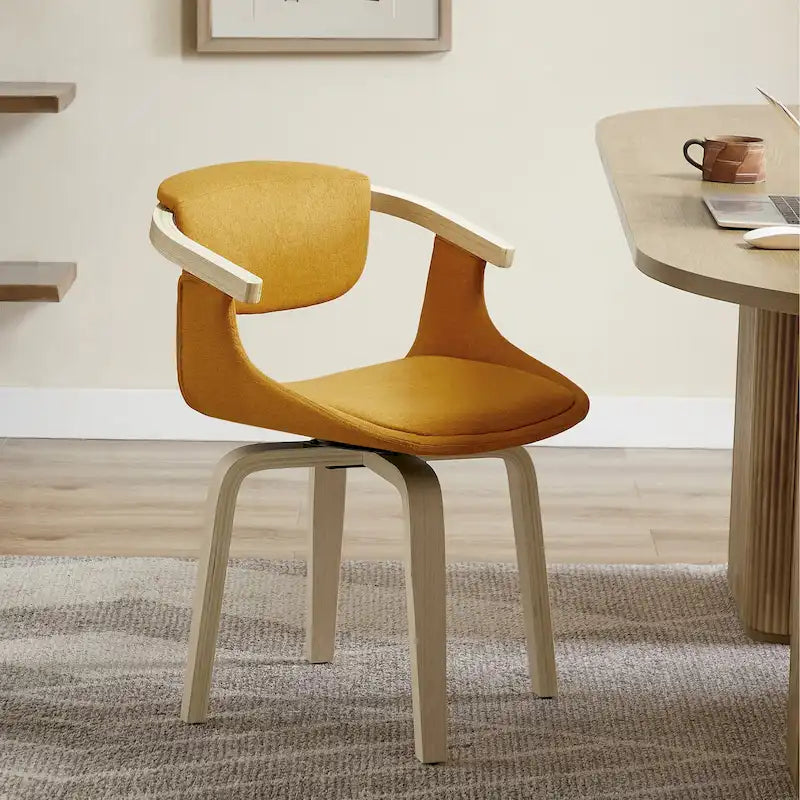 Modern Swivel Dining Chair, Upholstered Seat, 360-Degree Rotation, Metal Base, Mid-Century Style