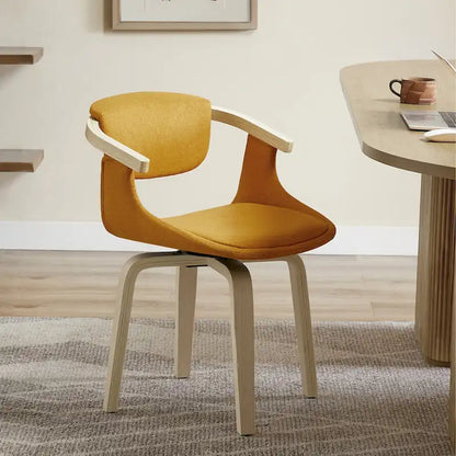Modern Swivel Dining Chair, Upholstered Seat, 360-Degree Rotation, Mid-Century Style