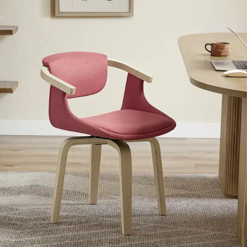 Modern Swivel Dining Chair, Upholstered Seat, 360-Degree Rotation, Metal Base, Mid-Century Style