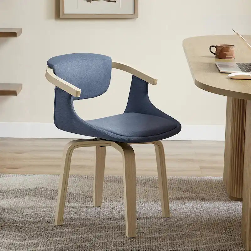 Modern Swivel Dining Chair, Upholstered Seat, 360-Degree Rotation, Metal Base, Mid-Century Style