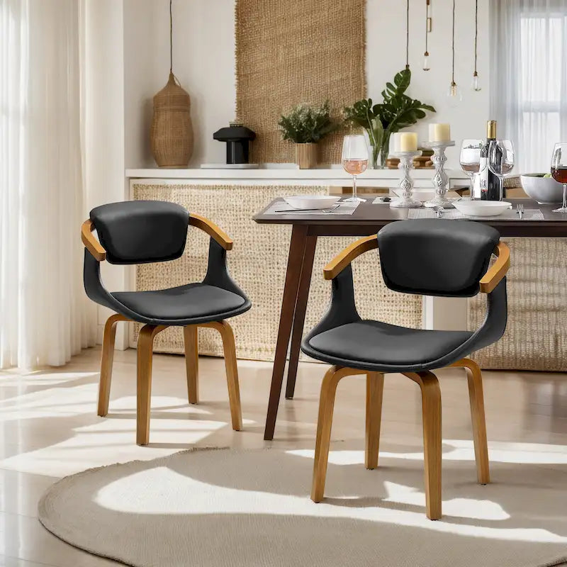 Modern Swivel Dining Chair, Upholstered Seat, 360-Degree Rotation, Metal Base, Mid-Century Style