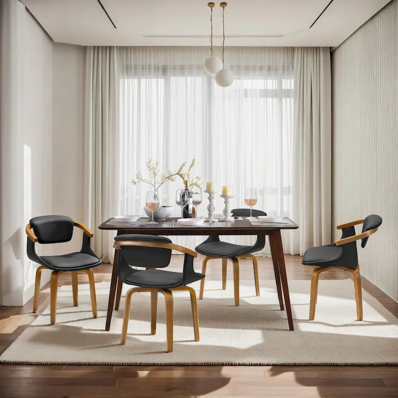 Modern Swivel Dining Chair, Upholstered Seat, 360-Degree Rotation, Metal Base, Mid-Century Style