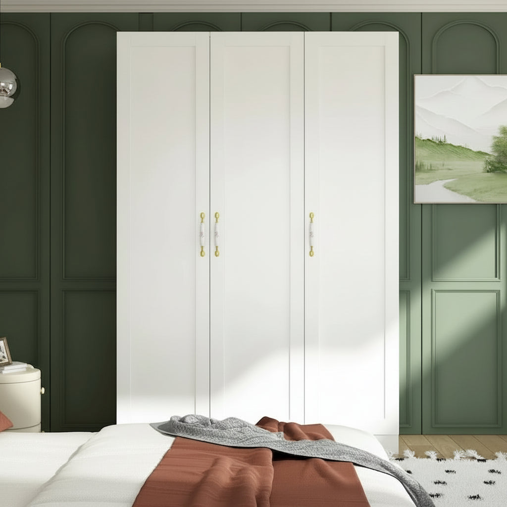 Wardrobe Armoire Shelves Hanging Rod Doors Closet Storage Cabinet