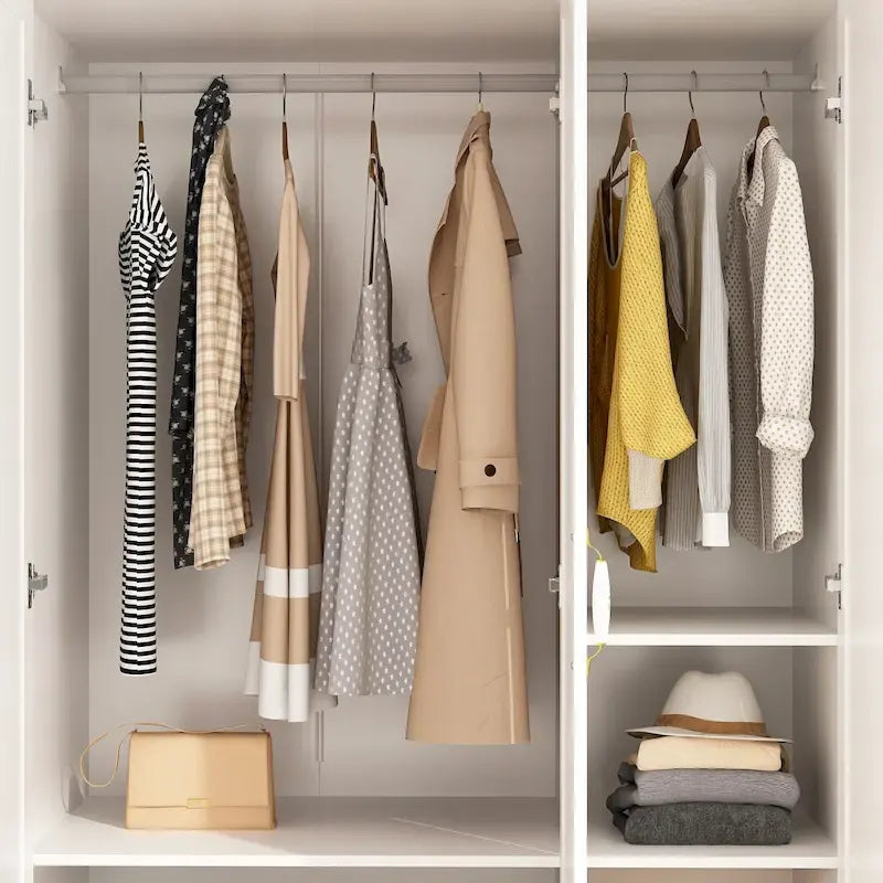 Wardrobe Armoire Shelves Hanging Rod Doors Closet Storage Cabinet