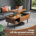 Lift Top Coffee Tables for Living Room, Small Rising Wooden Dining Center Tables with Storage Shelf and Hidden Compartment