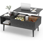 Lift Top Coffee Tables for Living Room, Small Rising Wooden Dining Center Tables with Storage Shelf and Hidden Compartment