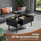 Lift Top Coffee Tables for Living Room, Small Rising Wooden Dining Center Tables with Storage Shelf and Hidden Compartment