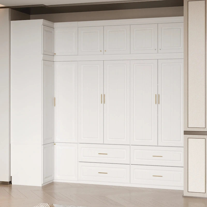 93.9H/74.2H Armoires Wardrobe Closet Cabinet Hanging Drawers Storage