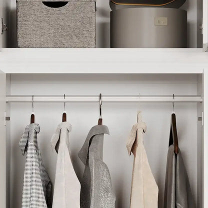Modular Wardrobe Closet Cabinet with Hanging Space and Drawers, White with Gold Handles, up to 93.9H in