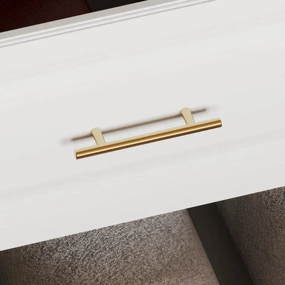Modular Wardrobe Closet Cabinet with Hanging Space and Drawers, White with Gold Handles, up to 93.9H in