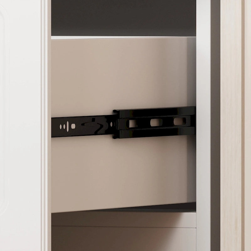 Modular Wardrobe Closet Cabinet with Hanging Space and Drawers, White with Gold Handles, up to 93.9H in
