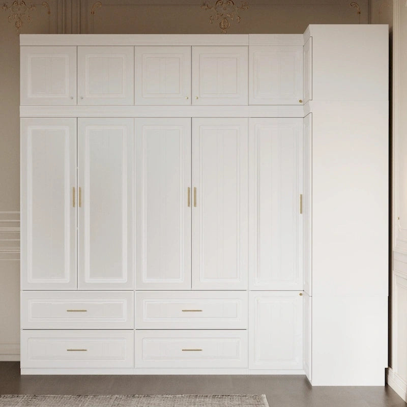 93.9H/74.2H Armoires Wardrobe Closet Cabinet Hanging Drawers Storage