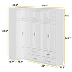 93.9H/74.2H Armoires Wardrobe Closet Cabinet Hanging Drawers Storage