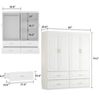 93.9H/74.2H Armoires Wardrobe Closet Cabinet Hanging Drawers Storage