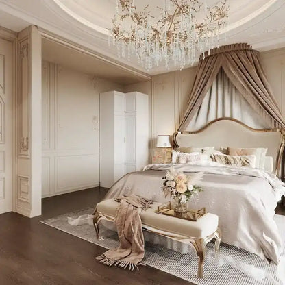 Modular Wardrobe Closet Cabinet with Hanging Space and Drawers, White with Gold Handles, up to 93.9H in