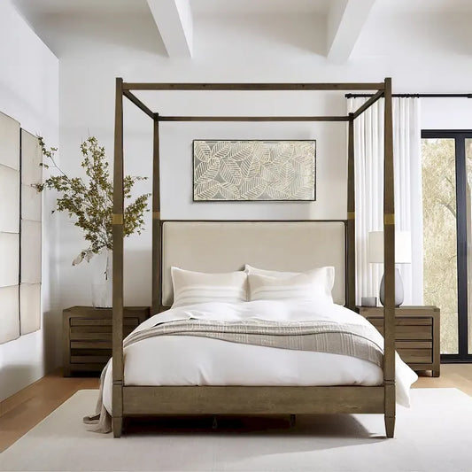 Madison Park Cheshire Brown Canopy Bed Queen