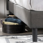 Dark Grey Button-Tufted Upholstered Platform Bed Frame, Cal King, No Box Spring Needed