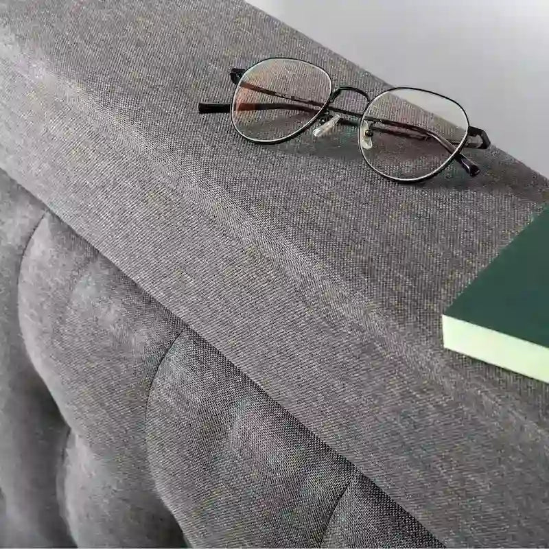 Dark Grey Button-Tufted Upholstered Platform Bed Frame, Cal King, No Box Spring Needed