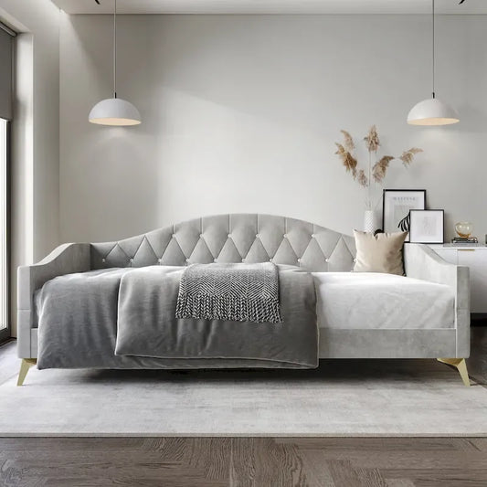 CraftPorch Elegant Crystal Button-Tufted Twin Size Upholstered Daybed