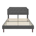 Tufted Upholstered Platform Bed Frame, Adjustable Height Headboard, No Box Spring Needed, Queen/King