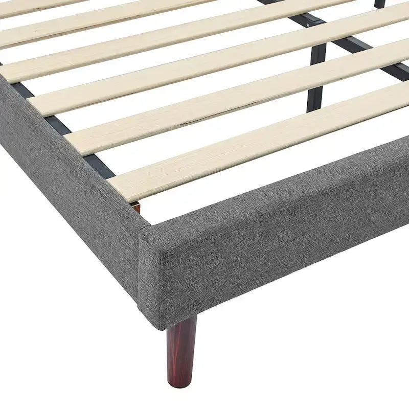 Tufted Upholstered Platform Bed Frame, Adjustable Height Headboard, No Box Spring Needed, Queen/King
