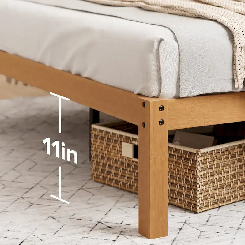 Bamboo Platform Bed Frame, Eco-Friendly Natural Material, No Box Spring Needed, Easy Assembly